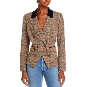AQUA Plaid Cutaway Blazer Brown sz 8